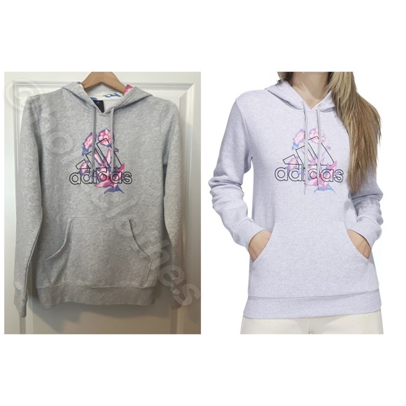 NWT Adidas Floral Grey Hoodie S - Picture 3 of 7